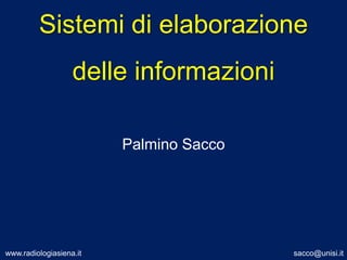 Sistemi di elaborazione delle informazioni Palmino Sacco 