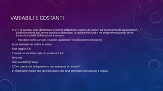 Linguaggio C++ - Basi | PPTX