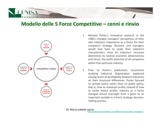 Modello delle 5 Forze Competitive – cenni e rinvio
                                 •    Michael Porter's innovative resea...
