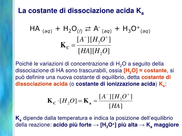 Costante Di Ionizzazione Acida E Basica