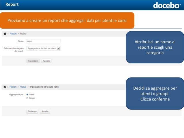 Come creare Report di un corso con la piattaforma ELearning Docebo