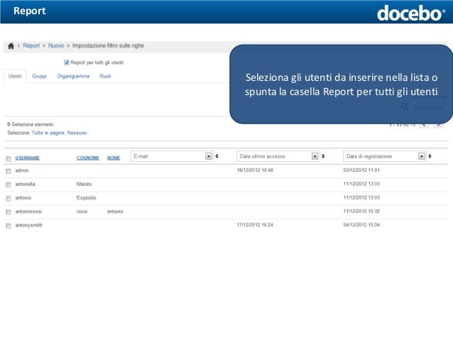 Come creare Report di un corso con la piattaforma ELearning Docebo