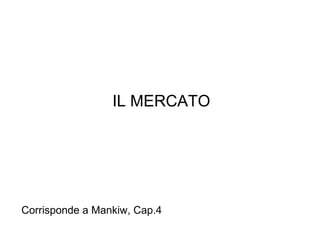 IL MERCATO Corrisponde a Mankiw, Cap.4 