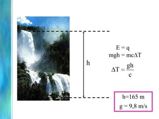 E = q
mgh = mc T
c
gh
T
h
h=165 m
g = 9,8 m/s
 