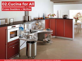 POLITECNICO DI MILANO Design per l’accessibilità 2015/2016 | F. Rodighiero | twitter @spaziofranco | web dpa.space
02.Cucina for All
Il caso Snaidero • Skyline
 