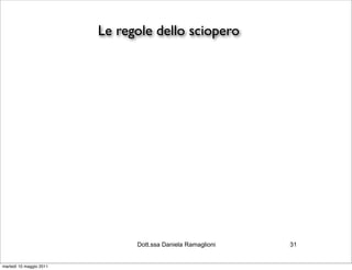 Le regole dello sciopero




                               Dott.ssa Daniela Ramaglioni   31


martedì 10 maggio 2011
 
