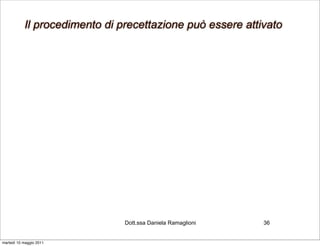 Il procedimento di precettazione può essere attivato




                               Dott.ssa Daniela Ramaglioni   36


martedì 10 maggio 2011
 