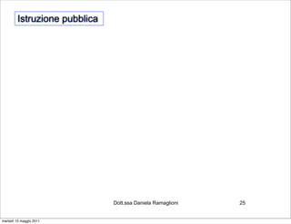 Istruzione pubblica




                               Dott.ssa Daniela Ramaglioni   25


martedì 10 maggio 2011
 