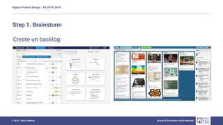 Digital Product Design - AA 2015-2016
Scuola di Economia e Studi aziendali© 2015 - Nicola Mattina
Step 1. Brainstorm
Create un backlog:
 