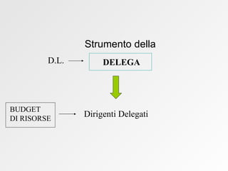 Strumento della DELEGA D.L. Dirigenti Delegati BUDGET  DI RISORSE 