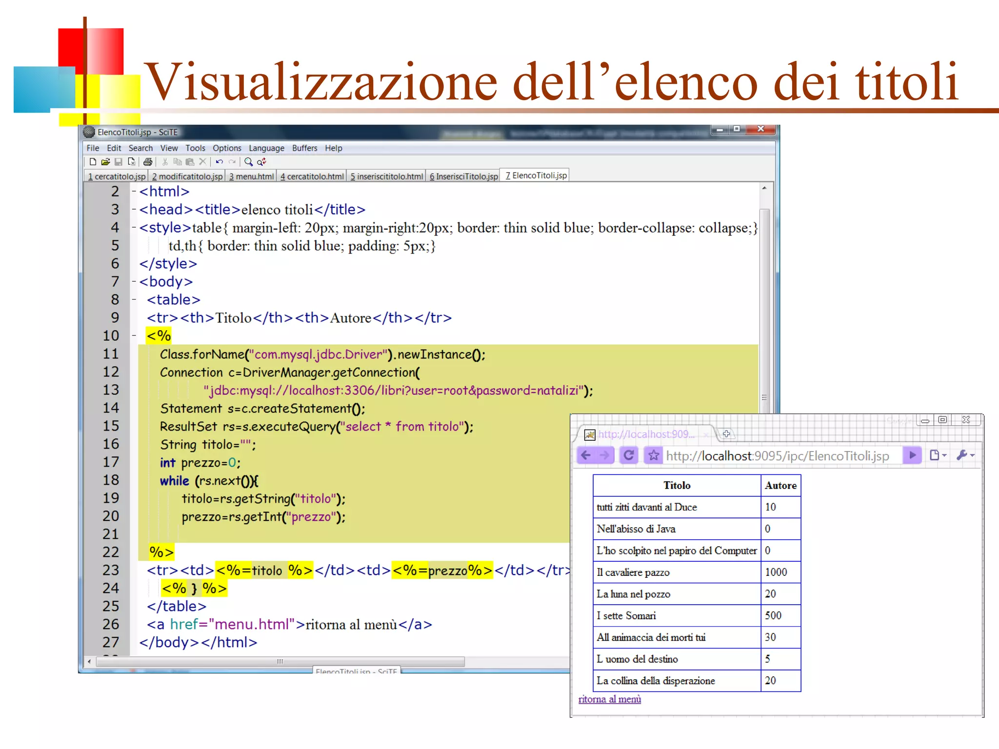 Visualizzazione dell’elenco dei titoli 