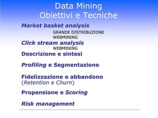 I dati sono normalizzati (non presentano ridondanze) ma la sintesi delle informazioni non è immediata in quanto richiede ulteriori passaggiIl Data Warehouse è un ambiente..Orientato ai centri d’interesse dell’azienda