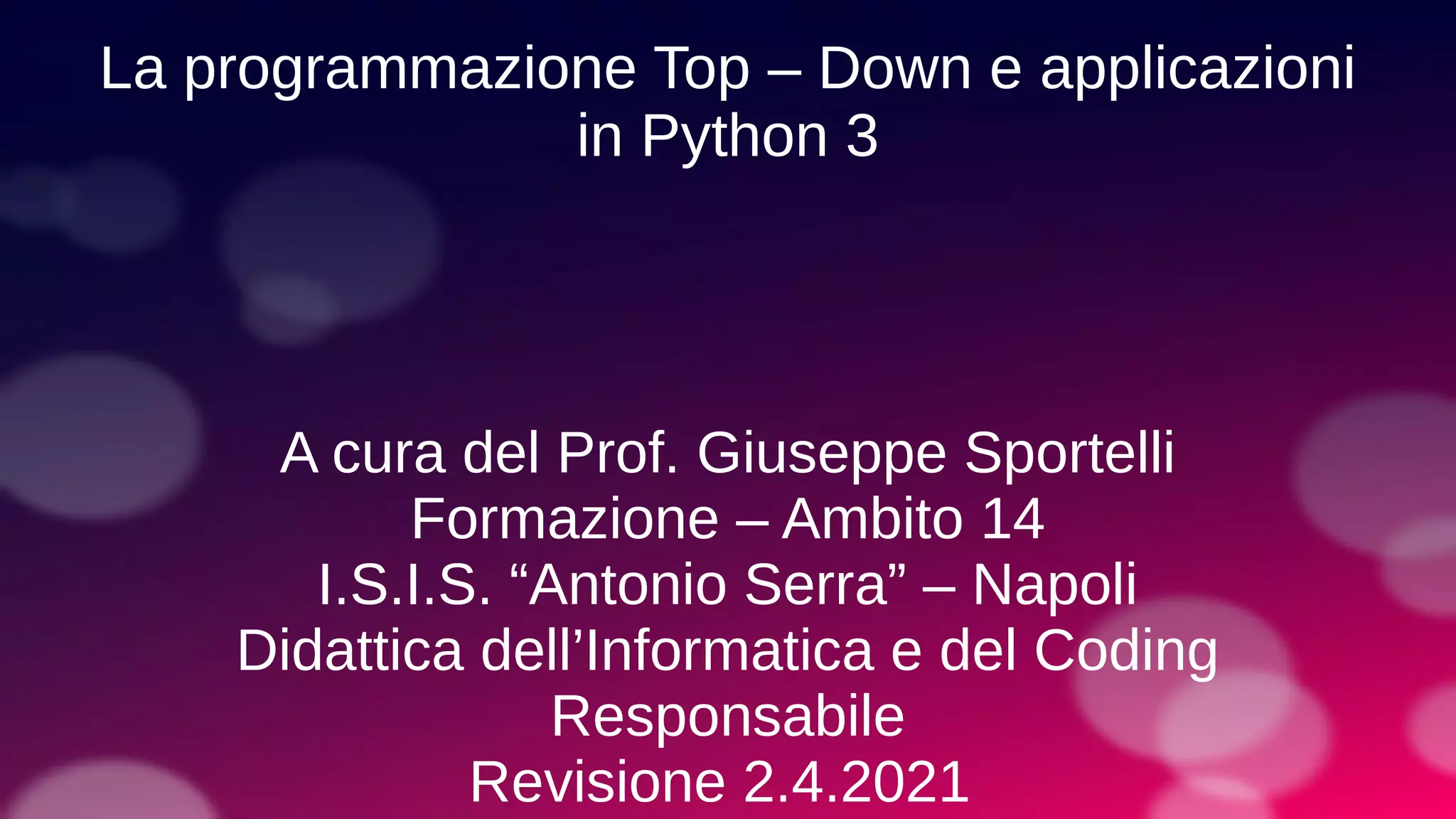 I sotto programmi in Python 3 | PPT