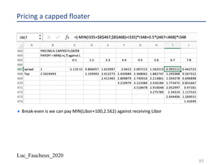 Luc_Faucheux_2020
Pricing a capped floater
¨ Break-even is we can pay MIN(Libor+100,2.562) against receiving Libor
85
 
