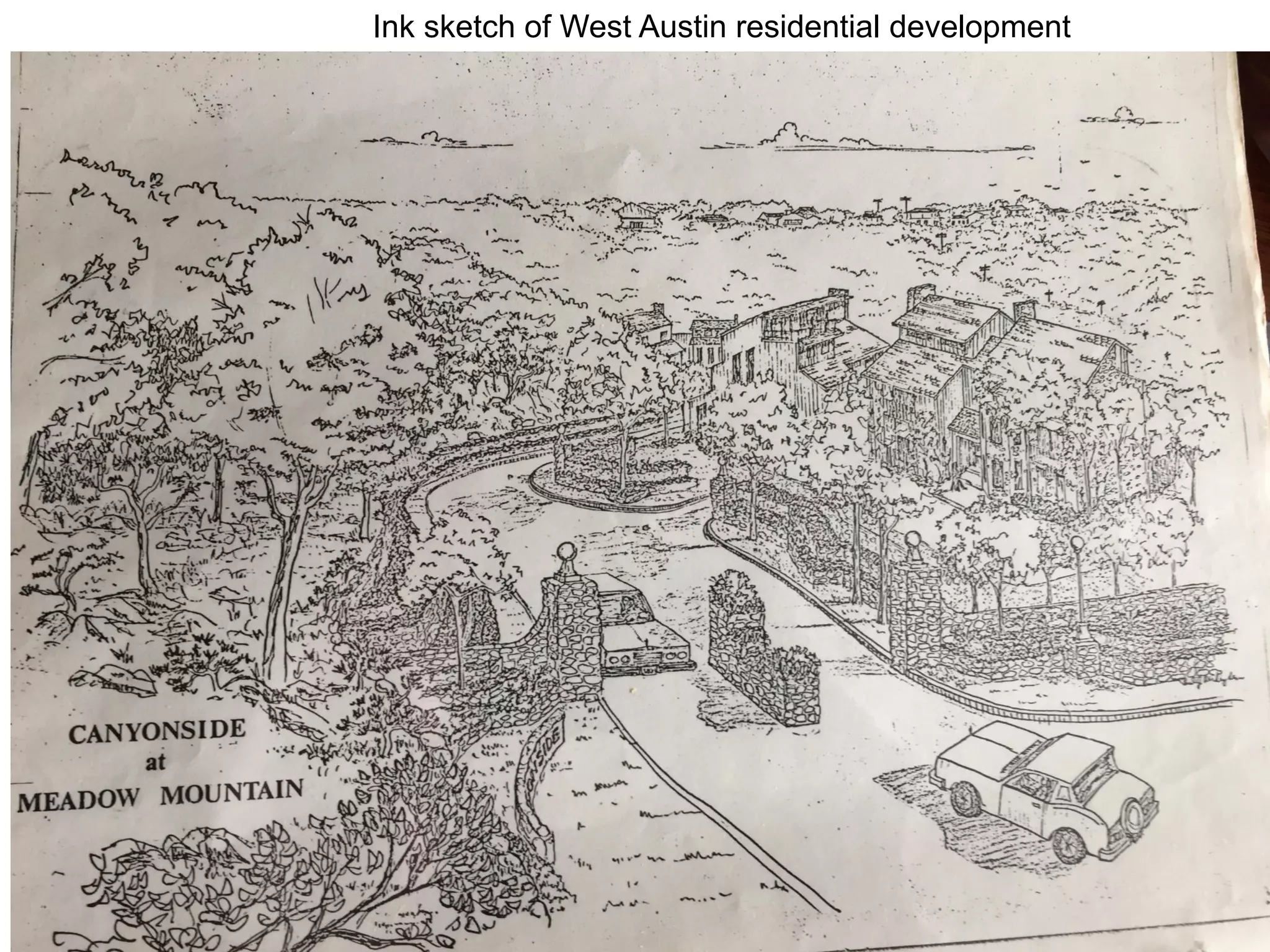 Ink sketch of West Austin residential development
 