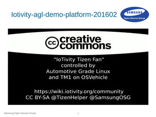 Samsung Open Source Group 7
Iotivity-agl-demo-platform-201602
https://vimeo.com/156307187/
 