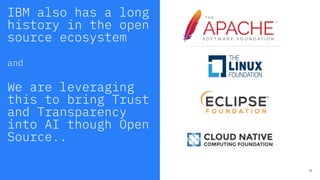 IBM also has a long
history in the open
source ecosystem
and
We are leveraging
this to bring Trust
and Transparency
into A...