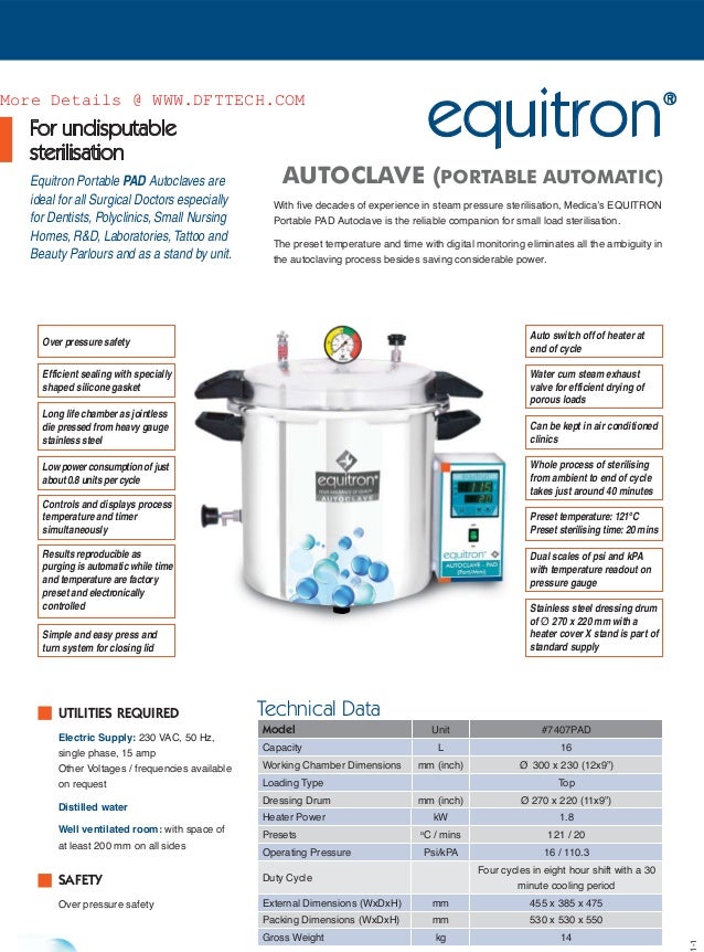 Equitron Portable Automatic Cooker Autoclaves Ideal for Surgical Doct…