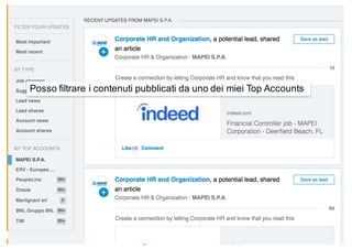 Posso filtrare i contenuti pubblicati da uno dei miei Top Accounts
 