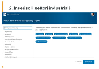 2. Inserisci i settori industriali
 