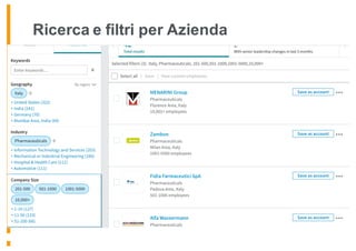 Ricerca e filtri per Azienda
 