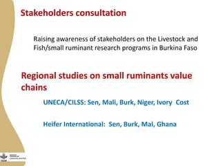Update on Burkina Faso Small Ruminant Value Chain Development Program 