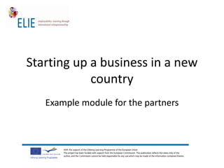 Starting up a business in a new
            country
   Example module for the partners
 