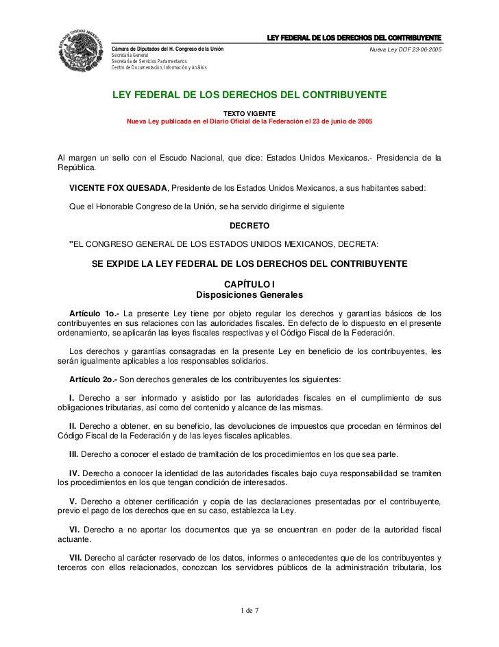 Ley Federal de los Derechos de los Contribuyentes