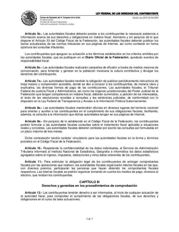 Ley Federal de los Derechos de los Contribuyentes