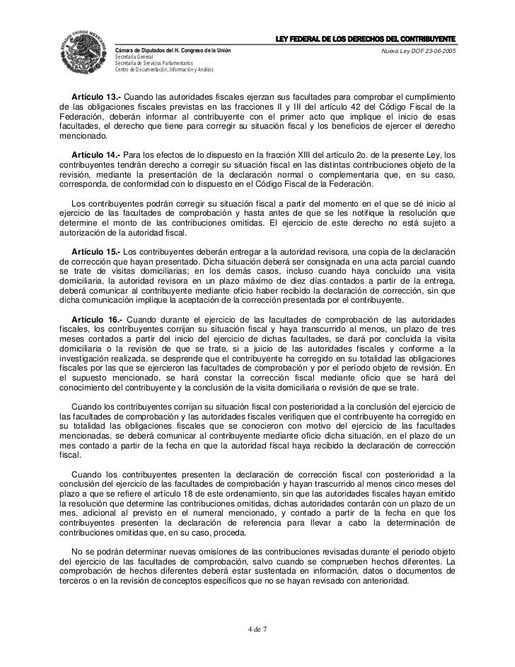 Ley Federal de los Derechos de los Contribuyentes