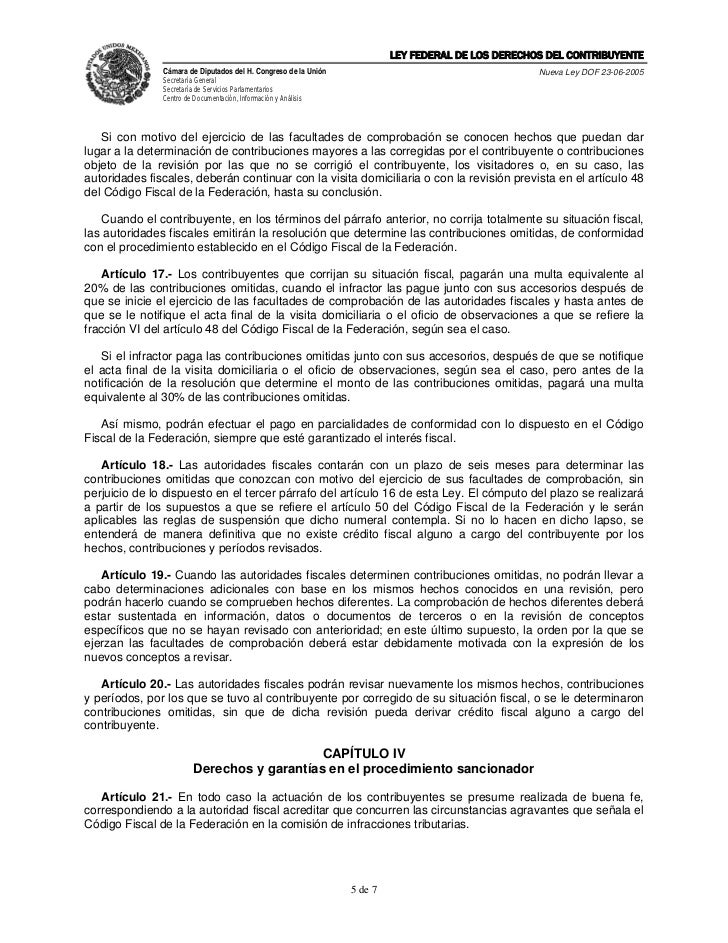 Ley Federal de los Derechos de los Contribuyentes