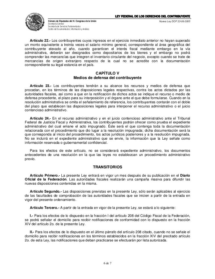Ley Federal de los Derechos de los Contribuyentes