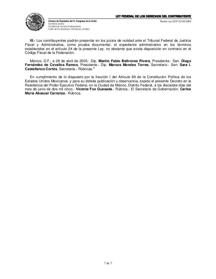 Ley Federal de los Derechos de los Contribuyentes