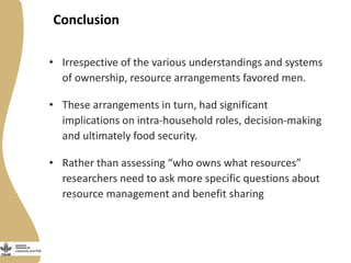 Exploring gender perceptions of resource ownership and their implications for food security among rural livestock owners in Tanzania, Ethiopia, and Nicaragua