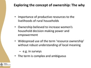 Exploring gender perceptions of resource ownership and their implications for food security among rural livestock owners in Tanzania, Ethiopia, and Nicaragua