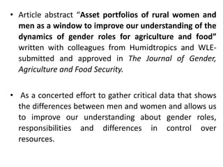 Cross CRP Study—Asset portfolios of men and women in northern Nicaragua