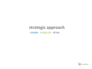 strategic	
  approach	
  	
  	
  
create.	
   drive.	
  integrate.	
  	
  
 