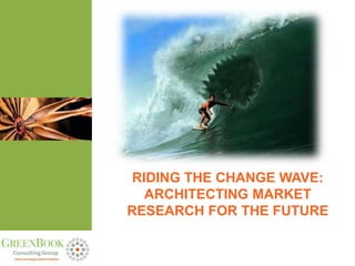 RIDING THE CHANGE WAVE:
   ARCHITECTING MARKET
RESEARCH FOR THE FUTURE
 