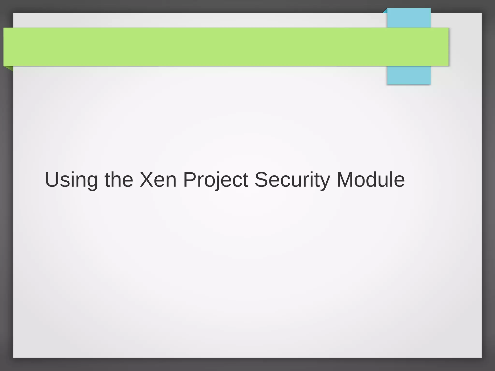 Using the Xen Project Security Module
 