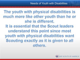 Needs of Youth with Disabilities
 
