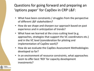 New developments: Capacity development options for the Livestock and Fish program