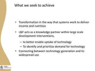 Development partnerships in the LIvestock and Fish Research Program: Progress update