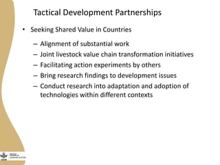 Development partnerships in the LIvestock and Fish Research Program: Progress update