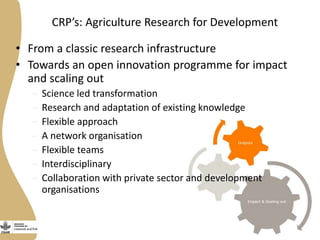 The new role of Wageningen UR in the CGIAR Livestock and Fish Research Program 