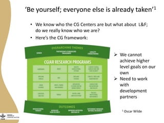 Where does Livestock and Fish research stop and development start?