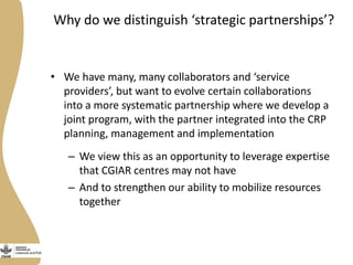 Strategic partnerships in the CGIAR Research Program on Livestock and Fish