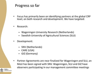 Strategic partnerships in the CGIAR Research Program on Livestock and Fish