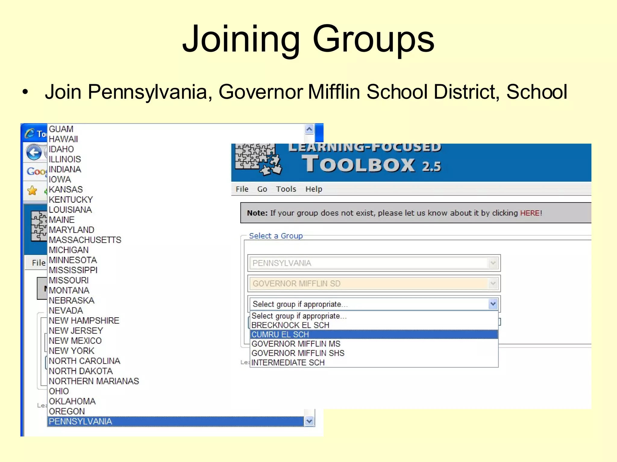 Joining Groups Join Pennsylvania, Governor Mifflin School District, School 