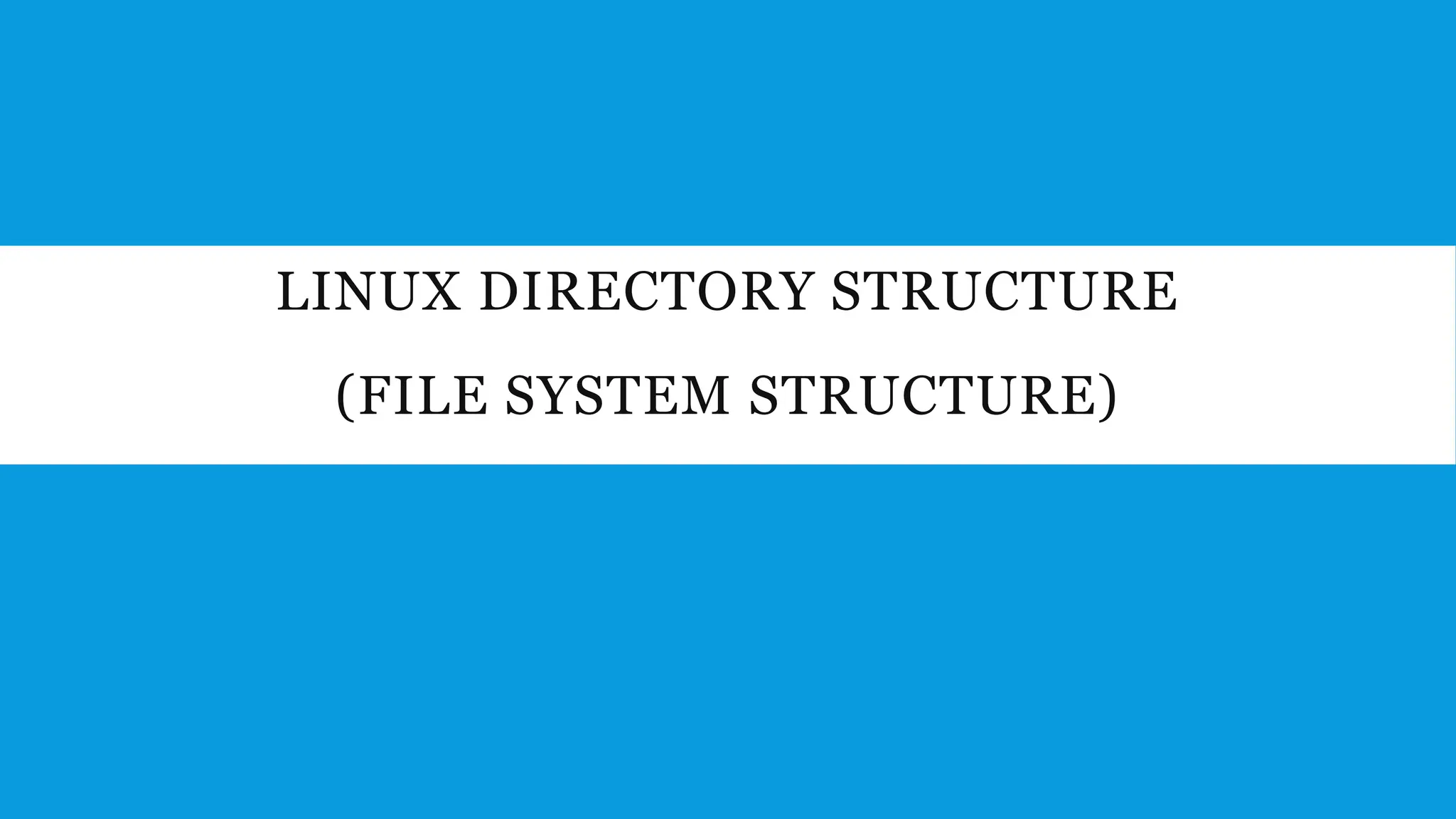 LINUX DIRECTORY STRUCTURE
(FILE SYSTEM STRUCTURE)
 