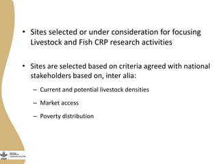 Livestock and Fish program research sites